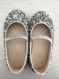 【美品】結婚式1回のみ着用 シルバー フォーマルシューズ 14.5~15cm