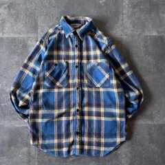 90s FIVE BROTHER ヘビネルシャツ チェック 青 M A866