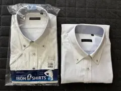 アイロンゼロシャツ ２枚セット ホワイト/ストライプ