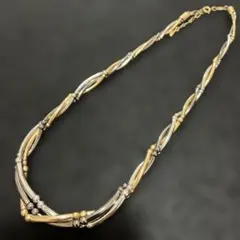 ヴィンテージ コンビカラー ツイスト ネックレス ゴールド シルバー