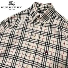 バーバリー ロンドン チェック ボタンダウン 半袖 BD シャツ M ベージュ