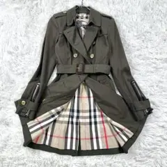 希少 美品✨ バーバリー トレンチコート メガチェック 金ボタン ベルト S相当