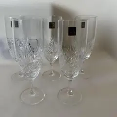 【新品未使用】HOYAクリスタルカット　シャンパングラス 5客セット