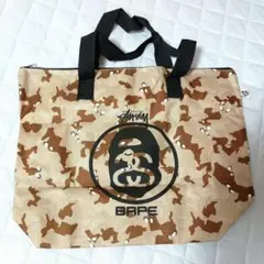 STUSSY×A BATHING APE® 最強無敵コラボ トートバッグ 迷彩柄のサムネイル