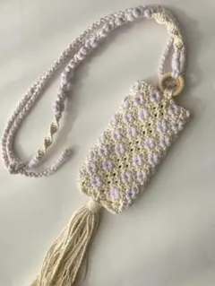 マクラメフリンジ付きスマホショルダーバッグ