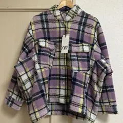 【新品】ZARA シャツジャケット　ドルマン　チェック　ピンク