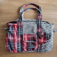 チェック柄パッチワークショルダーバッグ