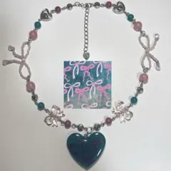 ビーズネックレス ハンドメイド ウィッシュコア y2k リボン ハート