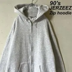 古着 90's ジャージーズ スウェット ジップ パーカー ライトグレーのサムネイル