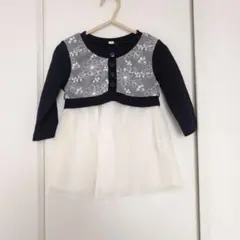 車*会様 花柄刺繍付きセレモニーワンピース　ネイビー