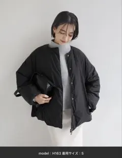 新品未使用　完売　evernavy ノーカラーダウン　ブラック　Sサイズ