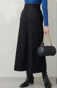 黒 ハートドット柄 ナロースカート FREEサイズ　ナチュラルクチュール