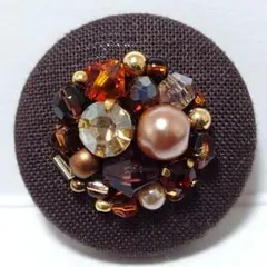 ビーズ刺繍　№733　茶色　㉗ミリ　ヘアゴム・ブローチ