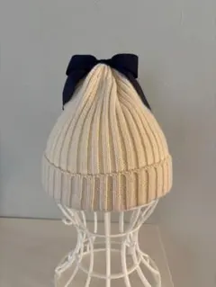 キッズ　女の子　ニット帽　ホワイト