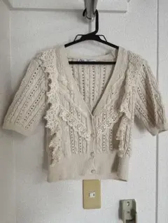 ZARA 半袖レースフリルカーディガンのサムネイル