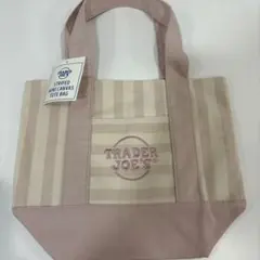 Trader Joe's ストライプ ミニ キャンバス トートバッグ ピンクのサムネイル