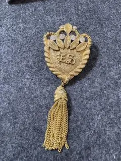 ソニアリキエル ヴィンテージ ゴールド ブローチ SRロゴ タッセル