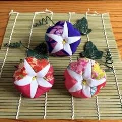 198 ちりめん細工　朝顔　置物　吊るし雛　吊るし飾り　パーツ　古布