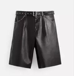 t*q様 レザーショートパンツ ブラック　ショーツ　w34のサムネイル