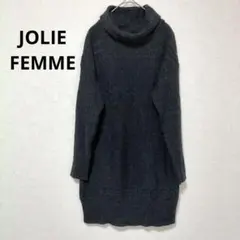 ジョリーファム ダークグレー タートルネック ニットワンピース