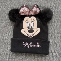 ミニーちゃん H&M キッズ ニット帽　ブラック　黒　 US4-8Y