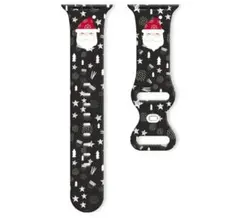 6【クリスマス】Apple Watchバンド サンタ シリコンバンド ブラック