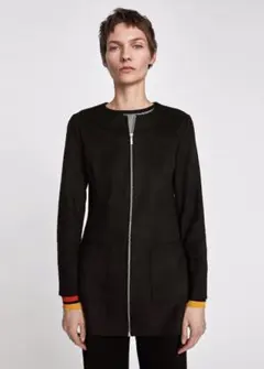 新品☆ZARA ザラ ロング丈ジップアップジャケット XS Black