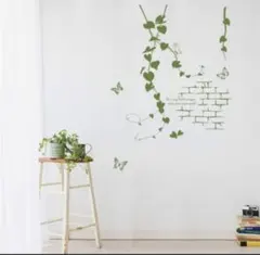 ウォールステッカー　グリーン　蝶々　木　壁紙　植物　自然　欧風　インテリア　春