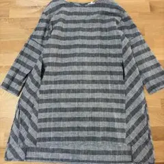 グレー系ストライプチェック長袖チュニック