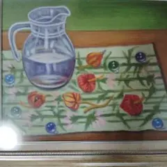 保田三友紀の古典画 水彩 夏野菜 ゴーヤ 茄子 トマト。サイズは画用紙