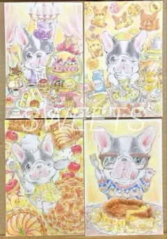 ❤︎【満様専用-先行予約受付】フレンチブルちゃんのオリジナル絵葉書