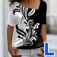 背中にもデザイン♡トライバル柄のハワイアンTシャツ・ L♡フラダンス♡社交のサムネイル