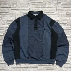 Palmland ポロシャツ型スウェット ネイビーブラック ストライプ