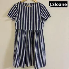 美品 J.Sloane ストライプ ワンピース 半袖 コットン100%のサムネイル