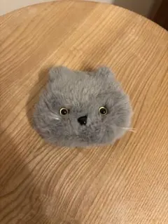 猫の顔型がま口財布 グレー ハンドメイド作品 作家様作品