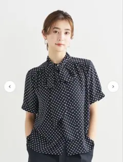 美品】MidiUmi（ミディウミ）ドット ボウタイシャツ ブラウス 黒 