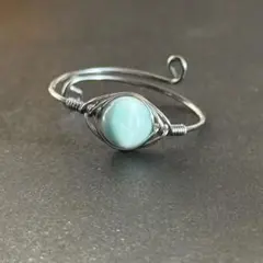 WR429SS 天然石 パワーストーン ワイヤーリング ラリマー ステンレス