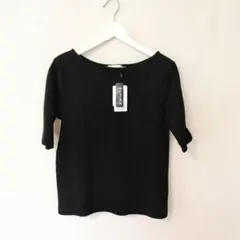 新品 　オペークドットクリップ　 リブTシャツ ブラックのサムネイル