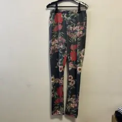 フラワープリント スキニーパンツ グレー