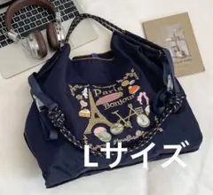 L 大容量　ストラップつき　2WAY 刺繍エコバッグ　トートバッグのサムネイル