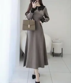 【mily bilet】レースカラーニットワンピース