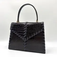 【極美品】 SAINT LAURENT ハンドバッグ クロコ型押し パープル