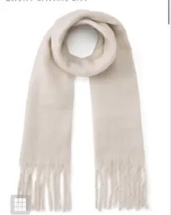 起毛フェイクウールフリンジボリュームマフラーアイボリー[fo1250]