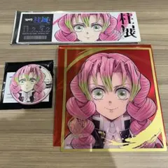 鬼滅の刃　甘露寺蜜璃　柱展　チケット風ランダムカード　マット缶バッジ　クリア色紙