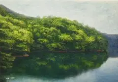 風景画◇林道◇新品 美品【水性絵具/アクリル/色鉛筆】◇防水&丁寧梱包