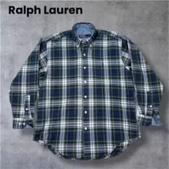 Ralph Lauren ラルフL 開襟 長袖シャツ ネルシャツ 古着 90s 90sラルフローレン ネルシャツ 開襟BOXシャツ 極上 XXL