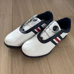 adidas 25.0cmゴルフシューズ ダイヤル式 ホワイト/ネイビー/レッド