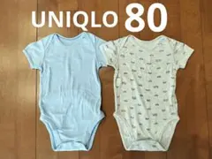 80cm　UNIQLO　車　半袖 水色　男の子　２枚セット　まとめ売り　春