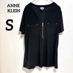 ANNE KLEIN 【S】Tシャツ Vネック 黒 ブラック 半袖トップスのサムネイル