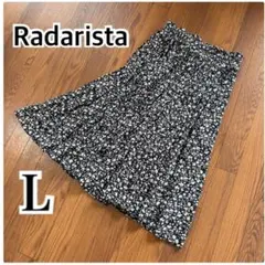 Radarista 花柄フレアプリーツスカート　白黒　L しまむら　総柄　ミディ
